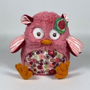 Demdaco Nat & Jules Evette Owl Plush Stuffed Animal Toy Pink Floral Soft Squishy